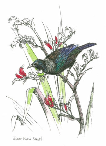 An original hand painted NZ Native Bird Tui