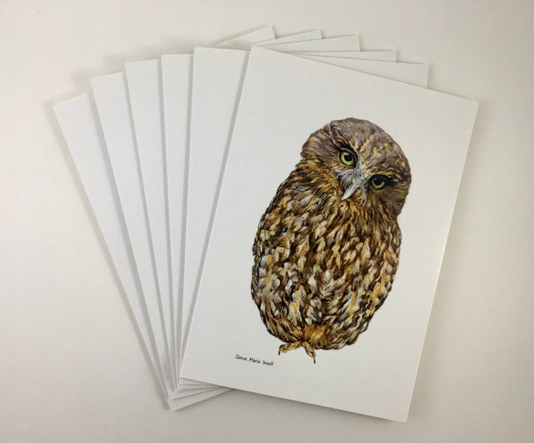 Cards, Set of 6 'Ruru' NZ's Native Owl.
