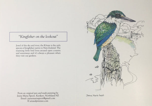 Card, NZ native Kingfisher(Kotare)