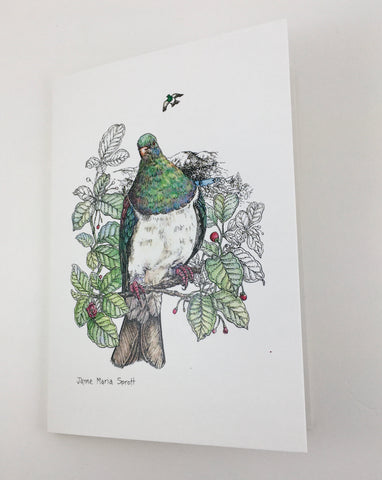 Card, NZ native woodpigeon, Kereru